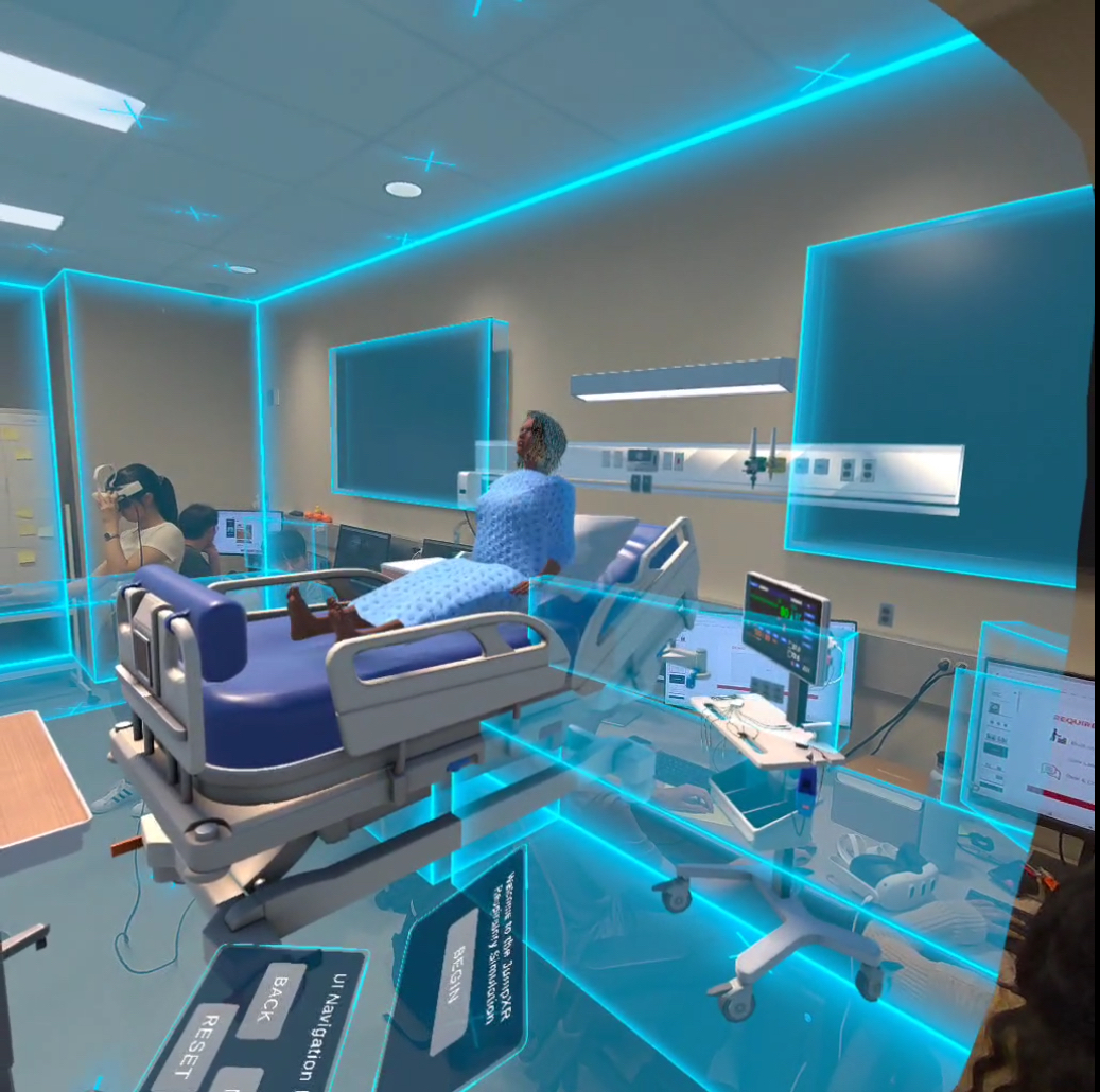 A virtual patient simulation created by visiting NYCU at the JUMP Simulation Center presents more realistic respiratory symptoms and behaviors than high-fidelity manikins can achieve.