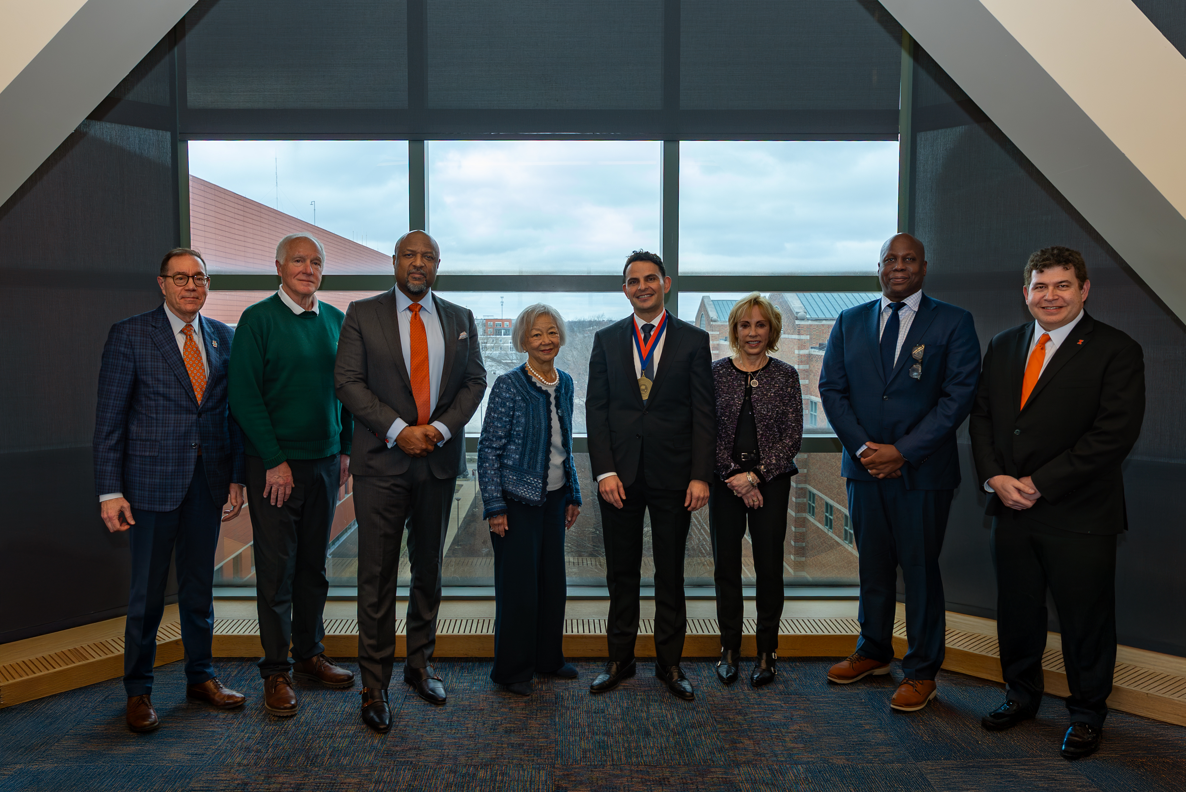 Dr. Claudius Conrad (center) at his investiture as the Phyllis M. Wise Professor of Medicine and Innovation.