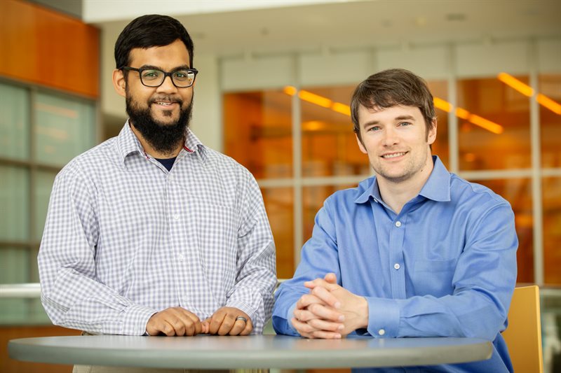 Doctoral student Mohammad Zahid (left) with Andrew Smith - professor of bioengineering.