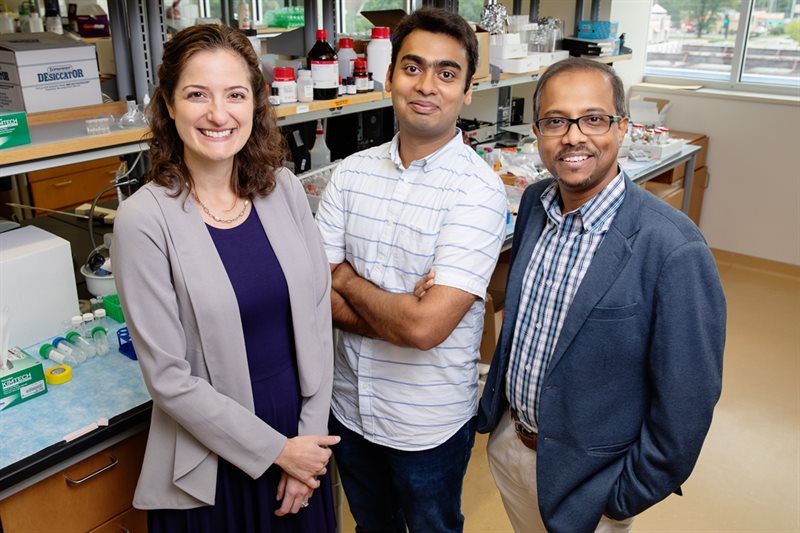 From left:  Leanne Labriola, Carle ophthalmologist; Ketan Dighe, visiting scholar; and Dipanjan Pan, professor of bioengineering, photo by L. Brian Stauffer