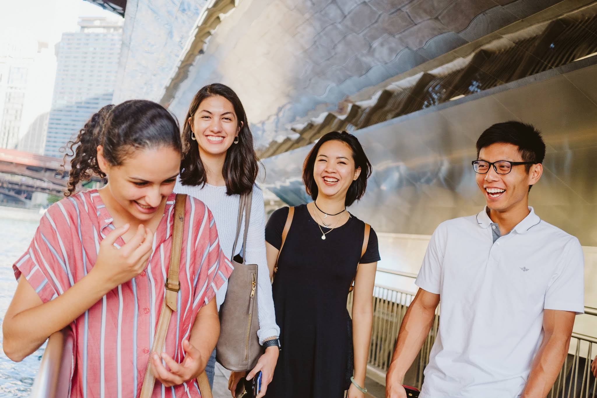 Enjoying a fun weekend trip to Chicago with three of my classmates last summer. From left to right, Natalie Ramsy, me, Eunhae Yeo, and Caywin Zhuang.