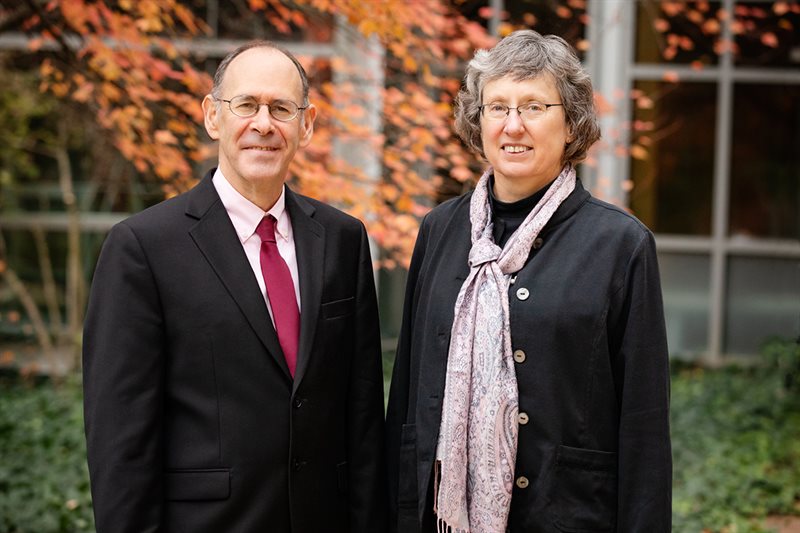 From left: Sheldon Jacobson, professor of computer science and of Carle Illinois College of Medicine; and Dr. Janet Jokela, professor of clinical medicine, University of Illinois College of Medicine at Urbana-Champaign Photo by L. Brian Stauffer