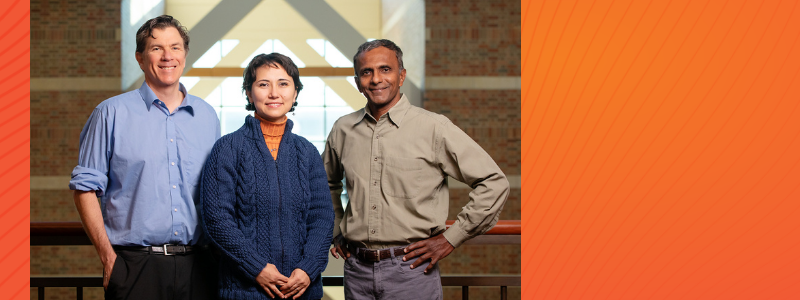 From left: Michael Spinella, professor of comparative biosciences, College of Veterinary Medicine and Carle Illinois College of Medicine; Zeynep Madam-Erdogan, professor of nutrition, College of ACES, Health Innovation Professor, Carle Illinois College of Medicine ; and Joseph Maria KumarIrudayaraj, professor of bioengineering and Carle Illinois College of Medicine