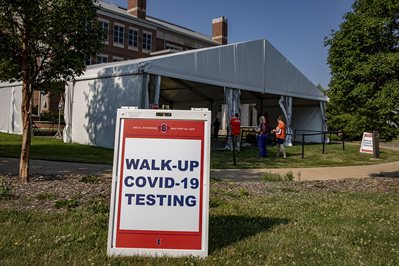 The university set up testing locations at multiple sites across campus to provide easy access for all students. Photo by Fred Zwicky