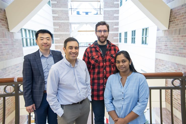 From left) Pengfei Song, Dan Llano, Matthew Lowerison, and Nathiya Chandra Sekaran received federal funding to develop ultrasound imaging methods for studying the neurovascular changes underlying Alzheimer's disease.
