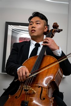 Ben Lee, a second year student at the Carle Illinois College of Medicine, performed several pieces on his cello in tribute to his donor family during the Cadaver Memorial Services for the Class of 2025.