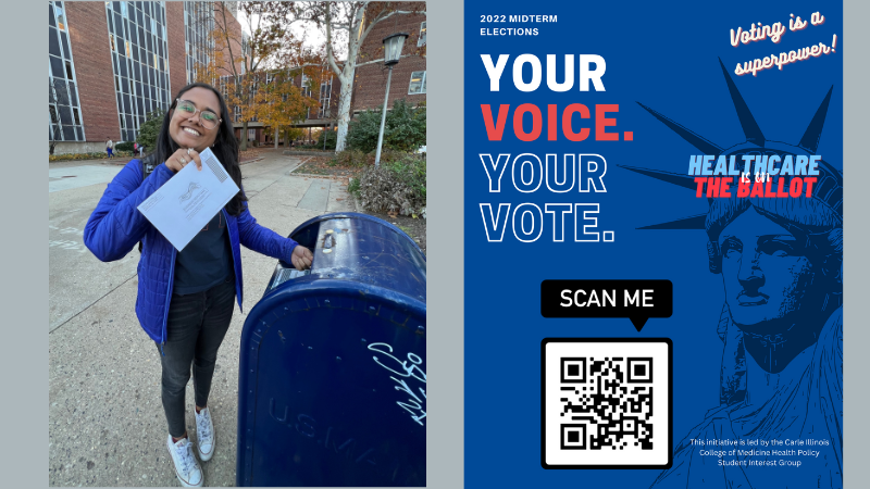 Anisha Mittal, a second-year medical student, casts her ballot and is leading this student-run initiative.