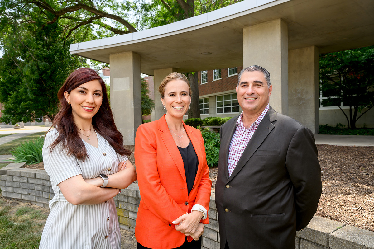 <em>New research by scientists at the University of Illinois Urbana-Champaign examines blood alcohol concentrations and how obesity &nbsp;and age affect the rate of absorption and elimination for women. The team included postdoctoral fellow and first author Neda Seyedsadjadi; M. Yanina Pepino, CI MED Health Innovation Professor, and professor of food science and human nutrition; and Dr. Blair Rowitz, professor of nutritional sciences and the associate dean for clinical affairs at the Carle Illinois College of Medicine.</em><br><em>Photo by Fred Zwicky</em>