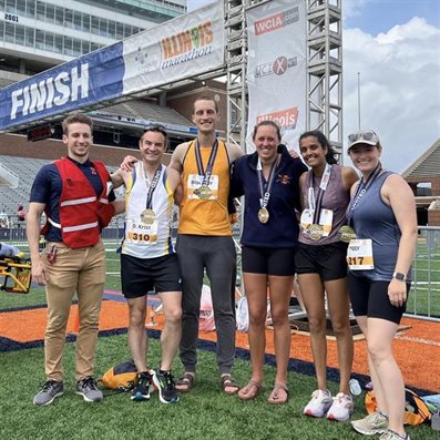 &amp;lt;em&amp;gt;Several members of CI MED's Class of 2024&amp;amp;nbsp; competed in the Illinois Marathon last weekend. CI MED runners included (second from left) David Krist, Conor Bloomer, Anila Mehta, Priya &amp;lt;span dir=&amp;quot;ltr&amp;quot;&amp;gt;Shankarappa, and Peggy Palsgaard. Also pictured on the far left is Alex Teague.&amp;amp;nbsp;&amp;lt;/span&amp;gt;&amp;lt;/em&amp;gt;