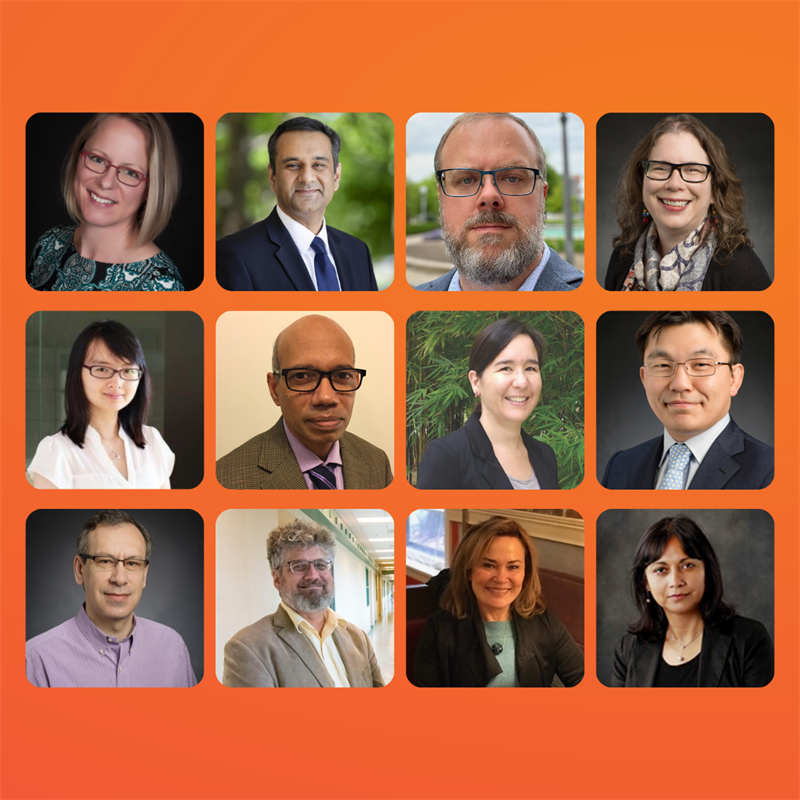  2024 Chan Zuckerberg Investigators affiliated with CI MED.
Top, left to right: Amy Wagoner Johnson, Rohit Bhargava, Brad Sutton, Catherine Murphy; Middle row, Qian Chen, Taher Saif, Shannon Sirk, Hyunjoon Kong; Third row, Yurii Vlasov, Jonathan Sweelder, Martha Gillette, Indrani Bagchi.